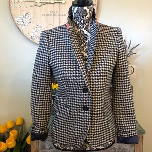 New With Tags J.Crew Navy Blue Ivory Cream Houndstooth Schoolboy Blazer Jacket 2